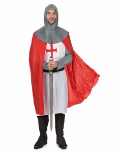 Medeltida korsriddarmaskeraddräkt herr, Storlek: Medium/Large