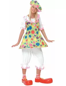Maskeraddräkt clown med färgglada prickar dam