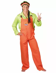 Neonorange maskeraddräkt i jumpsuitmodell vuxen, Storlek: Large