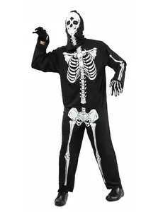 Svart skelettmaskeraddräkt herr Halloween, Storlek: Medium/Large