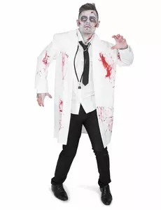 Zombifierad läkar-maskeraddräkt herr, Storlek: Medium