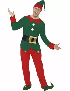 Tvåfärgad alvmaskeraddräkt herr jul, Storlek: Large