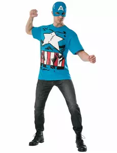 T-shirt och mask Captain America™ Avengers™ vuxen, Storlek: Large