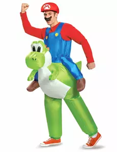 Uppblåsbar Mario på Yoshi-maskeraddräkt Nintendo® vuxen