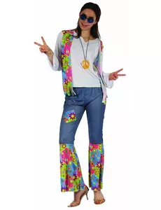 Hippie peace and love-maskeraddräkt dam, Storlek: Small