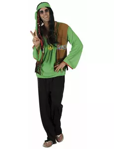 Grön och svart hippiemaskeraddräkt herr