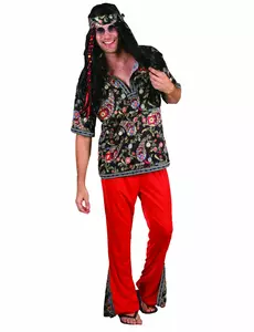 Röd hippiemaskeraddräkt herr, Storlek: M/L