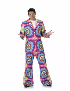 Psykedelisk hippiemaskeraddräkt herr, Storlek: Medium