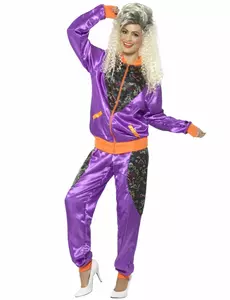 Lila retrojogging-maskeraddräkt för dam, Storlek: Small