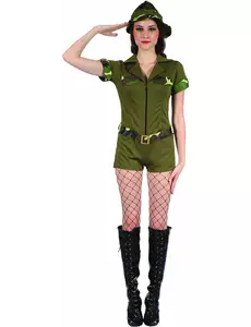 Kaki militärmaskeraddräkt dam