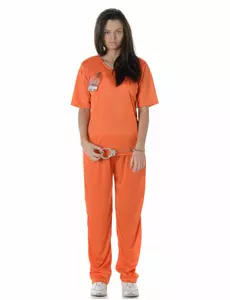 Fångmaskeraddräkt vuxen, Storlek: Small