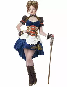 Retro-futuristisk steampunkmaskeraddräkt dam, Storlek: Small (38/40)