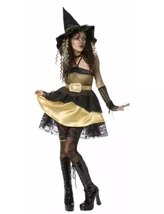 Häxmaskeraddräkt dam Halloween guld