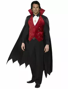 Vampyrmaskeraddräkt med cape herr Halloween, Storlek: Large