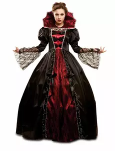 Lyxig barock vampyrmaskeraddräkt för dam Halloween, Storlek: Small
