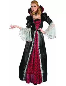 Deluxe barock vampyrmaskeraddräkt dam, Storlek: Small