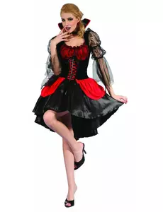 Sexig röd vampyrmaskeraddräkt dam, Storlek: Small
