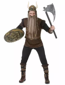 Vikingamaskeraddräkt med lädereffekt för herr, Storlek: Medium