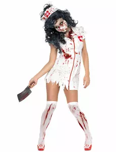 Zombie-sjuksköterska maskeraddräkt dam Halloween, Storlek: Small