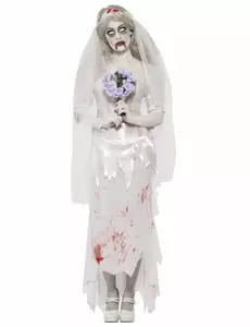 Zombiebrudmaskeraddräkt dam Halloween, Storlek: Small