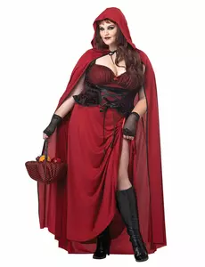 Gotisk Rödluvan-maskeraddräkt plus size dam, Storlek: XX-Large (46/48)