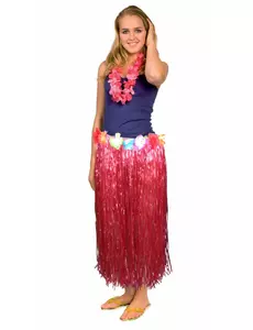 Lång röd hawaiikjol vuxen