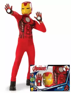 Iron Man™ klassiskt set med handskar för pojke, Storlek: 5-6 år (110-116 cm)