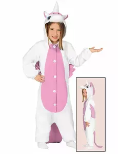 Vit och rosa enhörningsdräkt barn, Storlek: 3-4 år (95-105 cm)