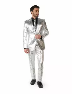 Mr. Shiny Silver-kostym herr Opposuits™, Storlek: Small (EU 44-46)