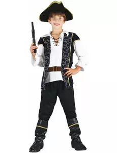 Maskeraddräkt pirat blå och vit pojke, Storlek: 4-6 år (110-120 cm)