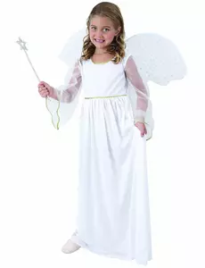 Maskeraddräkt vit ängel flicka, Storlek: 4-6 år (110-120 cm)