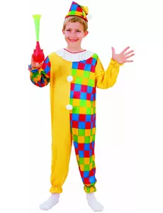 Rutig clownmaskeraddräkt pojke, Storlek: 4-6 år (110-120 cm)