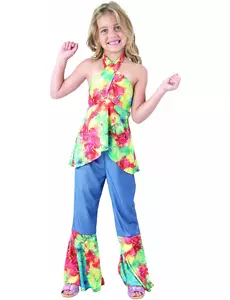 Hippiemaskeraddräkt flicka, Storlek: 4-6 år (110-120 cm)
