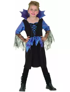 Blå spindeldrottningmaskeraddräkt flicka, Storlek: 7-9 år (120-130 cm)