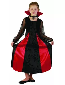 Satinmaskeraddräkt vampyr flicka, Storlek: 10-12 år (130-140 cm)