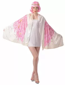 Rosa poncho-maskeraddräkt med änglavingar dam