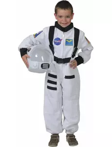 Vit astronautmaskeraddräkt barn, Storlek: 4-6 år (104 cm)