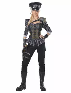 Lyxig steampunkkapten-maskeraddräkt dam, Storlek: Large (42/44)