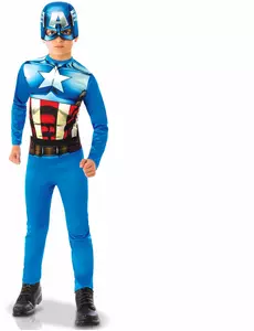 Klassisk Captain America™-maskeraddräkt pojke, Storlek: 7-8 år (122 till 128 cm)