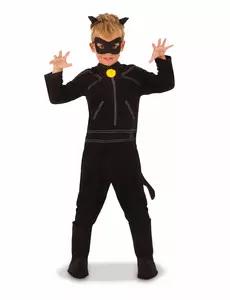 Klassisk svart kattmaskeraddräkt Miraculous™ barn, Storlek: 3-4 år (90 till 104 cm)