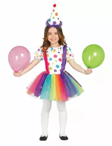 Maskeraddräkt clown med prickar och tutu flicka, Storlek: 3-4 år