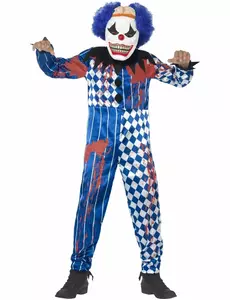 Harlekinclown-maskeraddräkt barn Halloween, Storlek: 7-9 år (130/143 cm)