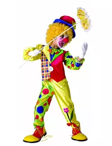 Mångfärgad clownmaskeraddräkt pojke, Storlek: 4-6 år (110-120 cm)