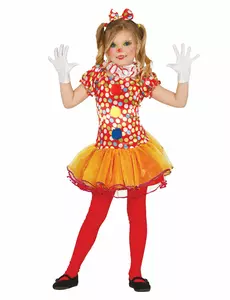 Mångfärgad clownmaskeraddräkt med tutu flicka, Storlek: 3-4 år