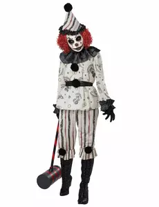 Lyxig kuslig clownmaskeraddräkt för vuxen, Storlek: Large