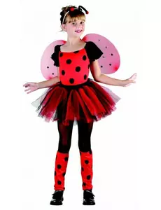 Röd nyckelpigemaskeraddräkt med tutu flicka, Storlek: 4-6 år (110-120 cm)