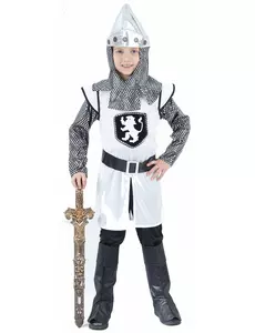 Medeltida korsriddarmaskeraddräkt pojke, Storlek: 4-6 år (110-120 cm)