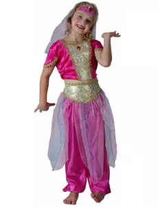 Rosa orientalisk dansös-maskeraddräkt flicka, Storlek: 4-6 år (110-120 cm)