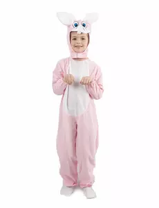Rosa kaninmaskeraddräkt med jumpsuit barn, Storlek: 7-9 år (120-130 cm)