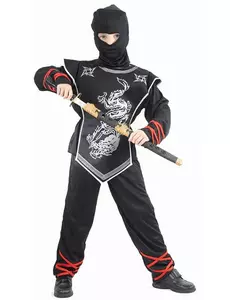 Maskeraddräkt ninja med silverdrake pojke, Storlek: 4-6 år (110-120 cm)